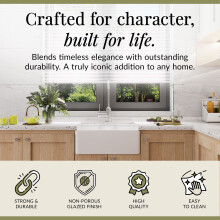 Traditional Rectangular Single Bowl Fireclay Butler Kitchen Sink - Tap Ledge
