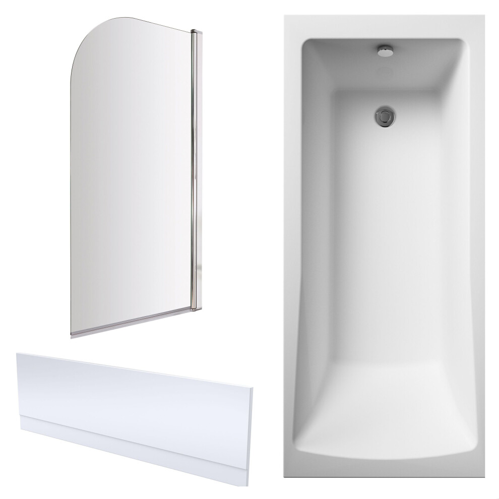 Square Single Ended 1700X750 Bath With Front Panel & Chrome Round Corner Screen - Image 2