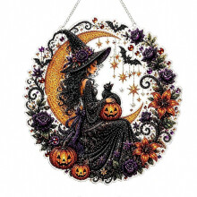 Kit de arte de Halloween con fantasma y calabaza de strass, colgante acrílico de 20 cm para ventana y decoración de fiestas