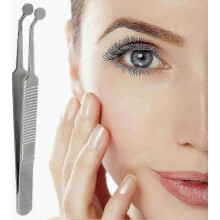 Stainless Steel Eyelid Massage Tweezers for Dry Eye Relief, Professional Meibomian Gland Expression Tool, Silver Finish