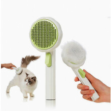 Cepillo para gatos y perros con botón de liberación para eliminar pelo suelto, herramienta de cepillado suave para mascotas, ideal para pelo largo y