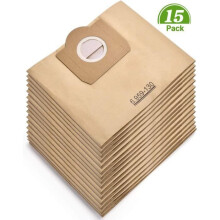 Lot de 15 sacs filtrants en papier de rechange pour aspirateur Karcher 6.959-130.0 WD3 WD3P MV3, compatibles avec les aspirat