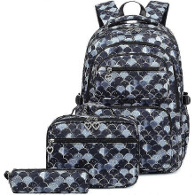 Sac à dos scolaire 3 en 1 pour filles et garçons, avec sac à goûter et trousse, grand sac à dos pour ordinateur portable, sac