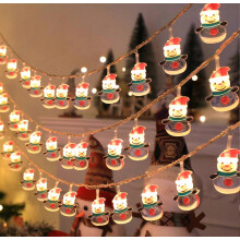 Luci di Natale a LED bianco caldo per pupazzo di neve, Babbo Natale e ornamenti per albero, decorazione festiva per finestre e casa per le feste