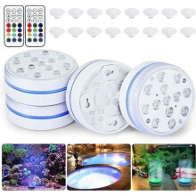 Lampe submersible étanche PRUMYA - 13 LED, 16 couleurs - Lot de 4 + 2 télécommandes