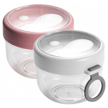 Recipientes para avena nocturna con tapa, tarros de plástico para yogur con cucharas, paquete de 2, vasos reutilizables para desayunos en casa y par
