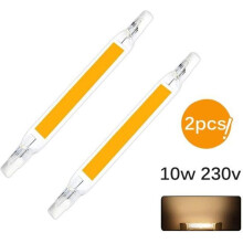Lot de 2 ampoules LED COB R7S 10 W 118 mm 110 V/230 V, remplace les lampes halogènes - Blanc chaud