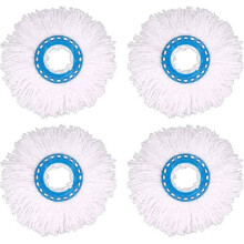 Lot de 4 têtes de balai en microfibre, têtes de rechange rondes avec rotation à 360 pour le nettoyage des sols (diamètre 16