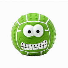Latex Weird Face Dog Ball 7 cm Squeaky Toy for Teeth Cleaning, Durable Chew Ball Interactive Pet Toy