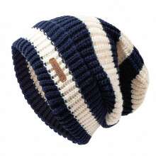 Korean Style Striped Knitted Beanie Hat for Men and Women, Lightweight Warm Winter Cap for Everyday Wear