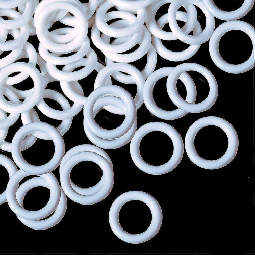 100 Stück Raffrolloringe, O-Ringe, Kunststoffringe für Raffrollos (Weiß, 13 mm)