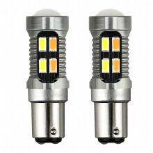 2 Pack LED Dual Color 5630 20SMD Canbus Car Brake Reverse Turn Signal Light Bulbs White Amber for Auto Use