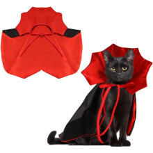 Halloween Vampire Cape Costume for Cats Dogs Adjustable Red Black Pet Cloak