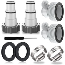 Zwembadslangadapter voor Intex 32-38 mm - AQSACOKIYA - Verpakking van 9 zwembadadapters A - Grijs