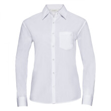 (L, White) Russell Collection Ladies/Womens Long Sleeve Shirt