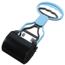 Paletta portatile per la raccolta delle deiezioni canine con manico lungo, facile da usare per la pulizia esterna, colore nero e blu.