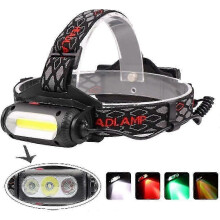 Lampe frontale LED rechargeable puissante de 1000 lumens avec 3 couleurs de lumière