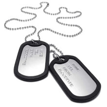 Collier pendentif en argent avec deux plaques militaires pour homme, chaîne de 68 cm