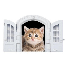 Porta a doppia anta francese in ABS, foro per gatto, cane, animale domestico, ingresso e uscita liberi