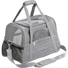 Trasportino per animali di piccola taglia e cani di piccola taglia, omologato per il trasporto aereo, colore grigio.