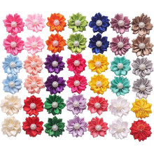 40PCS(20Paris) Cute Dog Hair Bows Rubber Bands Pearl Flower Topknot Pet Grooming 20 Colors