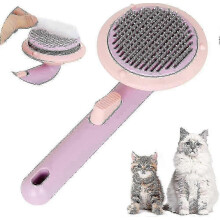 Katzenbürste mit 1-Klick-Funktion, 184 Stahlborsten mit abgerundeten Spitzen und ergonomischem Griff zur Reduzierung von Haarausfall_MM2