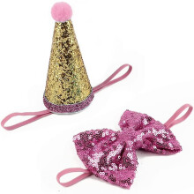 Ensemble chapeau et nœud papillon pour fête d'anniversaire d'animaux de compagnie (chiot, chaton, chien, chat) pour Holi