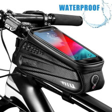Bolsa impermeable para teléfono móvil de bicicleta, bolsa para cuadro de bicicleta con compartimento para manillar con pantal
