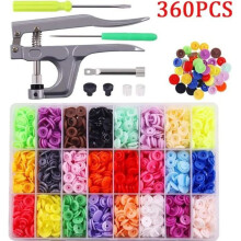 Sujetadores de plástico a presión - MINGMEI - Paquete de 360 - 24 colores - Herramientas de metal tipo alicate - Manualidades