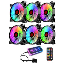 Coolmoon Pack de 3 ventiladores de refrigeración para PC de 120 mm, ventiladores RGB de 6 pines, radiador silencioso para ord