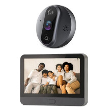 Älykäs Tuya 1080P WiFi-ovikello kurkistustelineellä, 5000mAh ääni, 4,3 tuuman PIR FHD -infrapuna Alexalle ja Googlelle