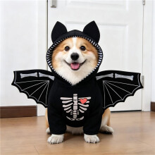 Halloween Bat Wing Pet Costume Hoodie for Dogs Cats Skeleton Small Medium,M