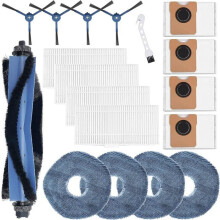 Accessories for Eufy Omni C20 Robot Vacuum Cleaner: Replacement parts, roller brushes + 4 cloths + 4 dust bags + 4 brushes