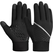 Guanti da ciclismo, guanti invernali caldi per l'utilizzo con touchscreen, guanti caldi antiscivolo e antivento, neri, taglia