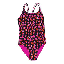 (11-12 Years, Pink) Biba Girls Leopard Print Cross Back One Piece Swimsuit