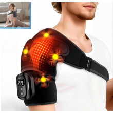 MASSAGE DEVICE Triple method shoulder massager and heated shoulder cushion with massage, with 5 heat levels