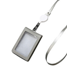 Leathers Badge Holder with Retractable Lanyar Card Case Sleeve Clear Bank Credit Card Holder Clear Window Card Protector N