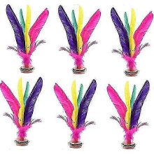 Chinese Jianzi Colorful Feather Kicking Shuttlecock, 6 Pack Foot Sports Toy Game for Outdoor Family Fun