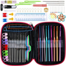 Knitting hooks - 22 pieces - Aluminum - Assorted colors - Sizes from 0.6 to 6.5 mm
