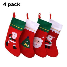 Christmas Stocking - Pack of 4 - Santa Claus, Snowman, Reindeer - Non-woven fabric