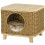 Elevated Design Wicker Cat House with Washable Cushion, Light Brown 2