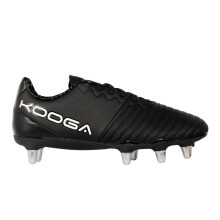(10.5 UK, Black/White) KooGa Mens Power SG Leather Rugby Boots