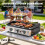 Outsunny Outsunny 3 Burner Grill Griddle, Tabletop Gas BBQ with Grease Cup, Black 7