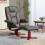 Faux Leather Manual Recliner and Footstool Set - Brown 3
