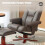 Faux Leather Manual Recliner and Footstool Set - Brown 7