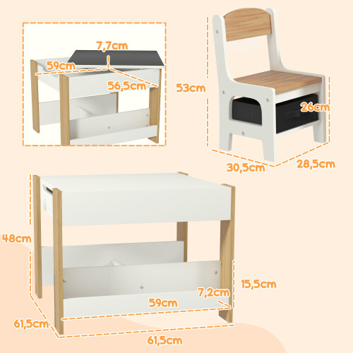 Homcom Mesa para Niño Marrón 61.5 x 61.5 x 48 cm 2