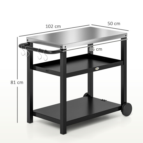 Outsunny Carrito de Parrilla Gris 102 x 50 x 81 cm 2