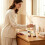 Cute Cat Toothbrush Holder Ceramic Bathroom Countertop Organizer black 2