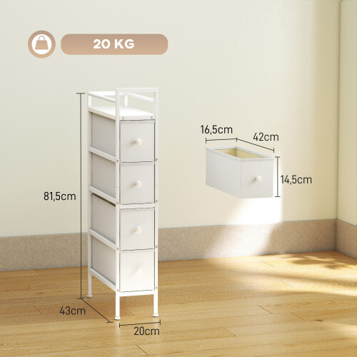 Homcom Cómoda de Tela Blanco 20 x 43 x 81.5 cm 2