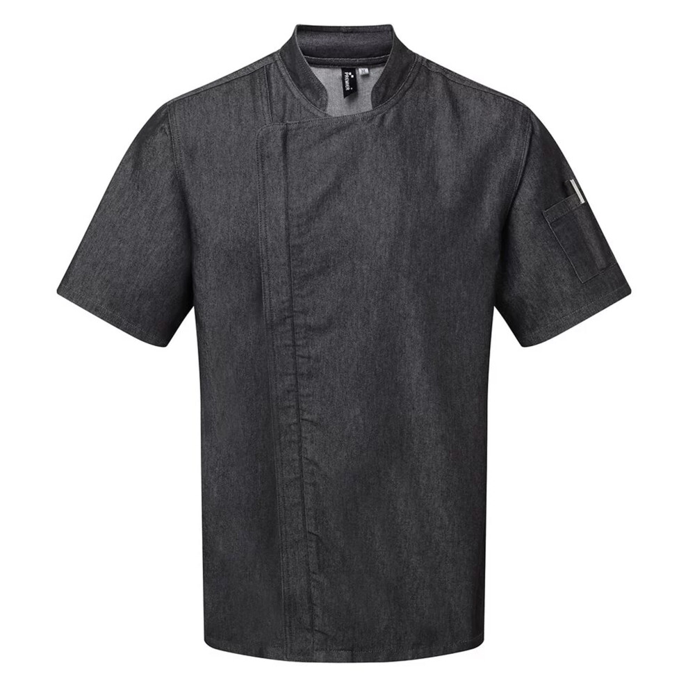 Premier (S, Black Denim) Unisex Adult Short-Sleeved Chef Jacket